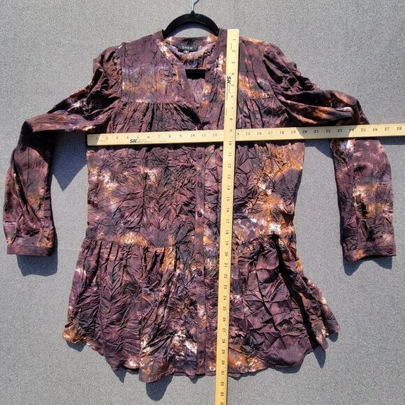 Anthropologie Drew S Brown Tie Dye Silk Buttoned Babydoll Dress 876 - Picture 6 of 8